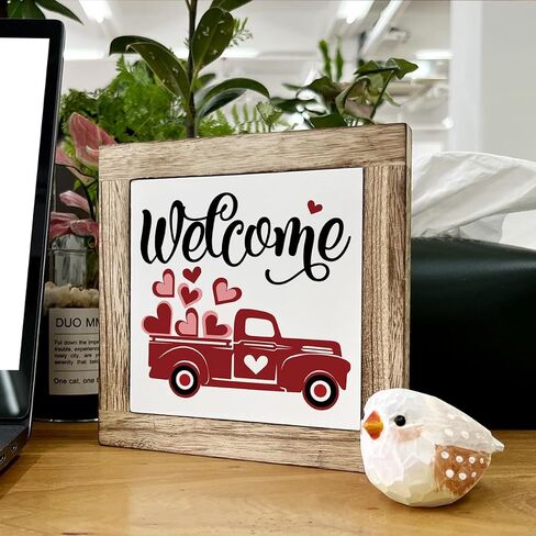 Valentine's Day Decor, Happy Valentine's Day Wood Sign, Wooden Box Signs for Home Decor, February Decor, Red Decor, Decorative Wooden Table Sign, Valentines Decor,Valentines Gift for Him Her in Kuwait