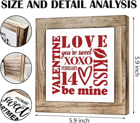 Valentine's Day Decor, Happy Valentine's Day Wood Sign, Wooden Box Signs for Home Decor, February Decor, Red Decor, Decorative Wooden Table Sign, Valentines Decor,Valentines Gift for Him Her in Kuwait