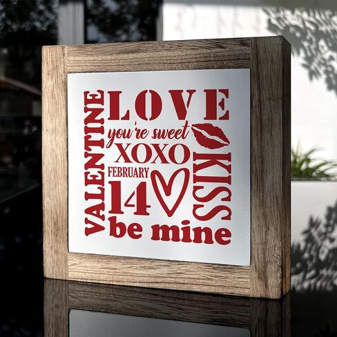 Valentine's Day Decor, Happy Valentine's Day Wood Sign, Wooden Box Signs for Home Decor, February Decor, Red Decor, Decorative Wooden Table Sign, Valentines Decor,Valentines Gift for Him Her in Kuwait