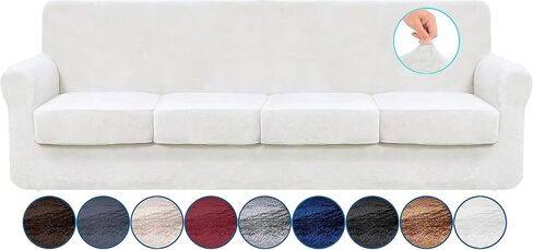 U-NICE HOME 3 قطع غطاء أريكة مخملي ناعم لأريكة وسادة - 2 غطاء مقعد منفصل يبقى في مكانه - غطاء أريكة منزلق لحماية الأثاث للكلاب (مقعد، رمادي داكن) in Kuwait