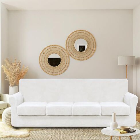 U-NICE HOME 3 قطع غطاء أريكة مخملي ناعم لأريكة وسادة - 2 غطاء مقعد منفصل يبقى في مكانه - غطاء أريكة منزلق لحماية الأثاث للكلاب (مقعد، رمادي داكن) in Kuwait