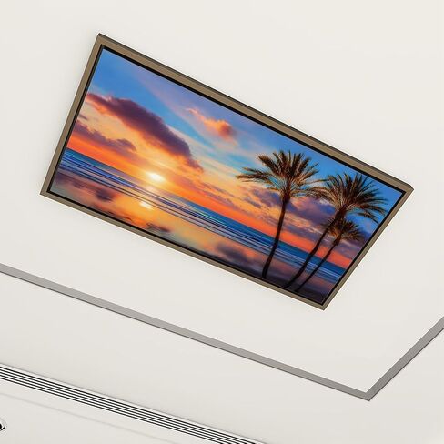 4 Pack Fluorescent Light Covers for Ceiling Lights Southern California sunset beach backlit palm trees Decorative Magnetic Fluorescent Light Filters for Classroom Office Home 4x2 ft in Saudi Arabia