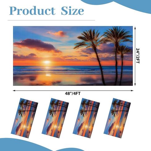 4 Pack Fluorescent Light Covers for Ceiling Lights Southern California sunset beach backlit palm trees Decorative Magnetic Fluorescent Light Filters for Classroom Office Home 4x2 ft in Saudi Arabia