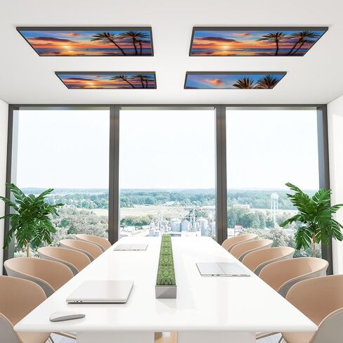 4 Pack Fluorescent Light Covers for Ceiling Lights Southern California sunset beach backlit palm trees Decorative Magnetic Fluorescent Light Filters for Classroom Office Home 4x2 ft in Saudi Arabia