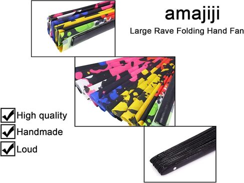 ملحقات مهرجان Amajiji Rave مروحة يد كبيرة قابلة للطي للنساء والرجال، مروحة يدوية صينية/يابانية من الخيزران مروحة رقص هدية مروحة حرفية (نجوم) in Kuwait