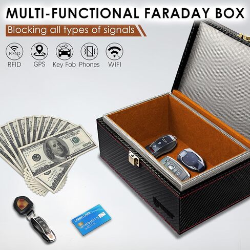 Faraday Box for Car Keys, Faraday Key Fob Protector Box, Anti Theft Car Keys Faraday Cage, Keyless Entry Protector Faraday Pouch for Key fob, RFID Signal Blocking Box(Black,S) in Kuwait