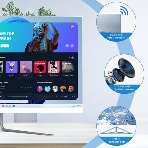 الكمبيوتر المكتبي All-In-واحد ، 27 "عرض FHD Ultra-Thin N5095 ذاكرة الوصول العشوائي 16GB ، 512 جيجا بايت SSD ، رباعي النواة 11 ، لوحة مفاتيح سلكية وماوس ، مكبر صوت RGB لدراسة مكتب الألعاب (N5095-16G-512G) in Kuwait