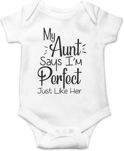 My Aunt Says I'm Perfect Just Like Her - Funny Cute Infant Creeper, One-Piece Baby Bodysuit (Black, 6 Months) in Saudi Arabia