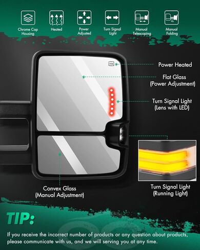 SCITOO Towing Mirrors Exterior Mirrors fit for 2014 2500 HD 3500 HD 2007 Pickup Tahoe Suburban Avalanche Yukon XL 2008-2013 Denali with Reverse Lights Arrow Turn Signal Power Control and Heated in Kuwait