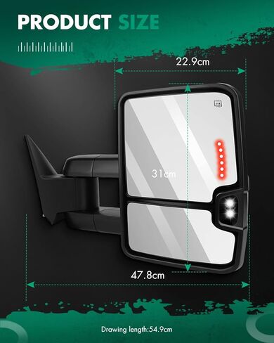 SCITOO Towing Mirrors Exterior Mirrors fit for 2014 2500 HD 3500 HD 2007 Pickup Tahoe Suburban Avalanche Yukon XL 2008-2013 Denali with Reverse Lights Arrow Turn Signal Power Control and Heated in Kuwait