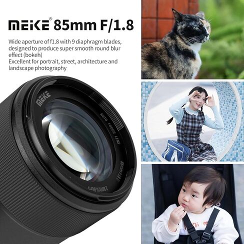 Meike 85mm F1.8 Auto Focus Medium Telephoto STM (Stepping Motor) Full Frame Portrait Lens Compatible with Sony E-Mount Mirrorless Cameras A7 A7R A74 A7R4 A7C A7III A7RII A7RIII A7SIII A7SII A9, etc in Kuwait