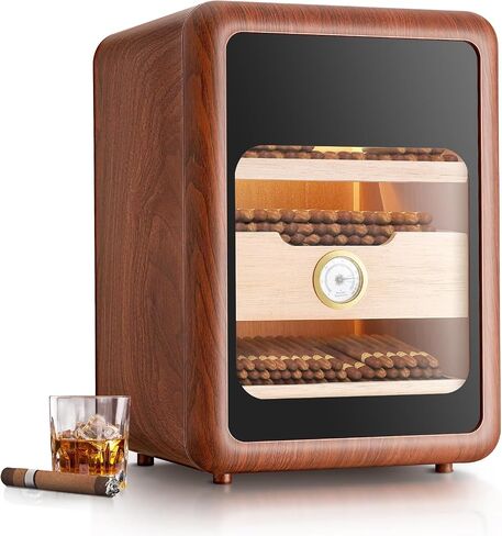 Cigar Humidors Cabinet for 200 Cigars, Cigar humdiidor Box with Digital Hygrometer, Spanish Cedar Lining 2 Shelves 1 Drawer Cabinet Humidor for Cigars, Great Idea Gift in Saudi Arabia
