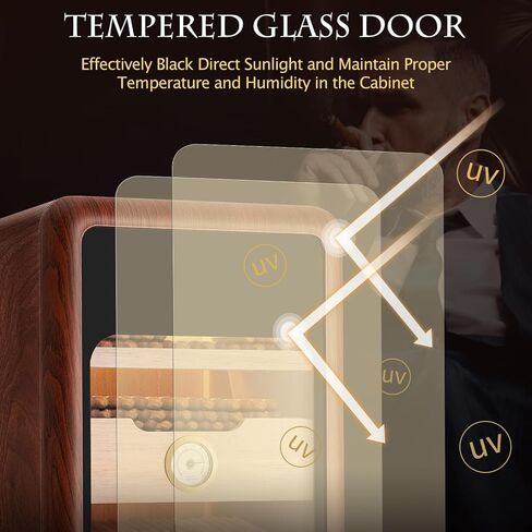 Cigar Humidors Cabinet for 200 Cigars, Cigar humdiidor Box with Digital Hygrometer, Spanish Cedar Lining 2 Shelves 1 Drawer Cabinet Humidor for Cigars, Great Idea Gift in Saudi Arabia