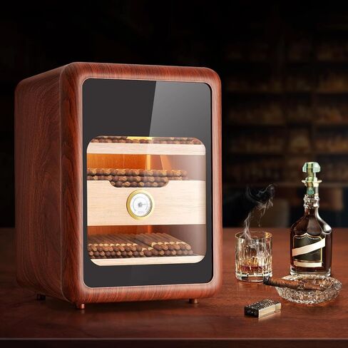 Cigar Humidors Cabinet for 200 Cigars, Cigar humdiidor Box with Digital Hygrometer, Spanish Cedar Lining 2 Shelves 1 Drawer Cabinet Humidor for Cigars, Great Idea Gift in Saudi Arabia