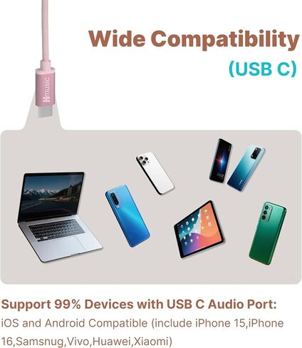 Hmusic Sleep Earbuds,USB C Wired Sleep Headphones for Side Sleepers,30dB Noise Isolate Sleepbuds w/Mic,2g Lightweight Siclicone Soft Earplug,Flat Thin Bed Earphones for Relax,Focus,Travel,Yoga(Pink) in Saudi Arabia