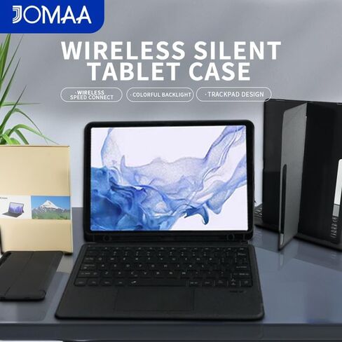 BT Wirless Keyboard Case for Tablet Samsung S9/S10 11"/12.4"/14.6" Detachable Design with Backlit Keyboard, Touchpad, Black, Slim for Business Office Travel (Suitable for 12.4 inches S9/S10) in Kuwait