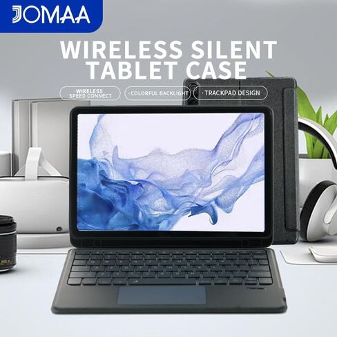 BT Wirless Keyboard Case for Tablet Samsung S9/S10 11"/12.4"/14.6" Detachable Design with Backlit Keyboard, Touchpad, Black, Slim for Business Office Travel (Suitable for 12.4 inches S9/S10) in Kuwait