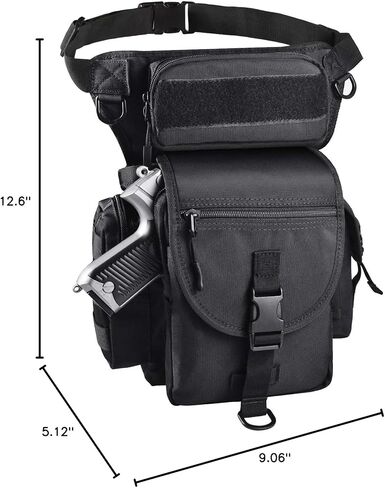 حقيبة LarKoo التكتيكية ذات الساق المتدلية مع حافظة مسدس - لوحة الساق وحقيبة خصر الفخذ وحقيبة الخصر متعددة الأغراض لحمل مسدس مخفي وحقيبة ذخيرة لمسدس الرماية الرياضية in Kuwait