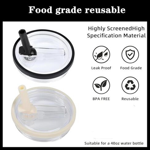 2 Pack 40 oz Tumbler Flip Straw Lid Replacement fit for HydroJug(Only), Spill Proof Splash Resistant Tumbler Lids,Reusable Leak Proof Tumbler Cover for Cup Accessories (Cream) in Kuwait
