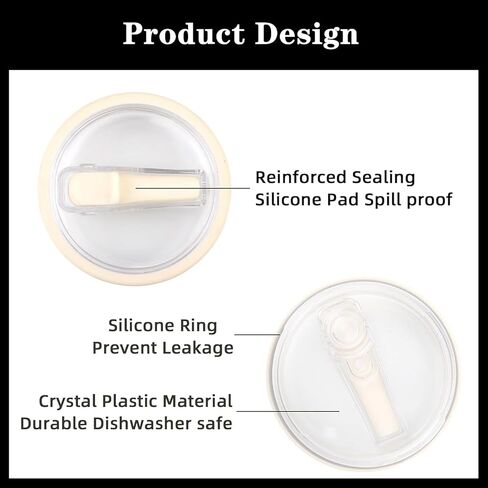 2 Pack 40 oz Tumbler Flip Straw Lid Replacement fit for HydroJug(Only), Spill Proof Splash Resistant Tumbler Lids,Reusable Leak Proof Tumbler Cover for Cup Accessories (Cream) in Kuwait