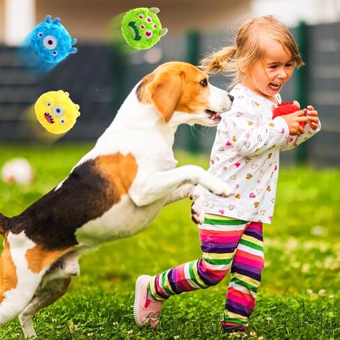 8 Pack Squeaky Dog Toys Balls 2 in1 Soft Stuffed Plush 4" Dog Balls with Squeakers Small Dog Squeak Toy Monster Dog Chewers Bulk for Small Medium Puppy Pets Dogs Birthday Gift in Saudi Arabia