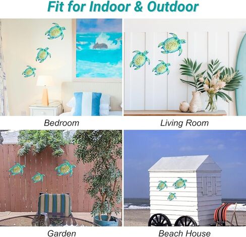 مجموعة YOUIN مكونة من 3 قطع من ديكورات فنية جدارية على شكل سلحفاة البحر المعدنية لحديقة الحمام الداخلية والخارجية in Kuwait