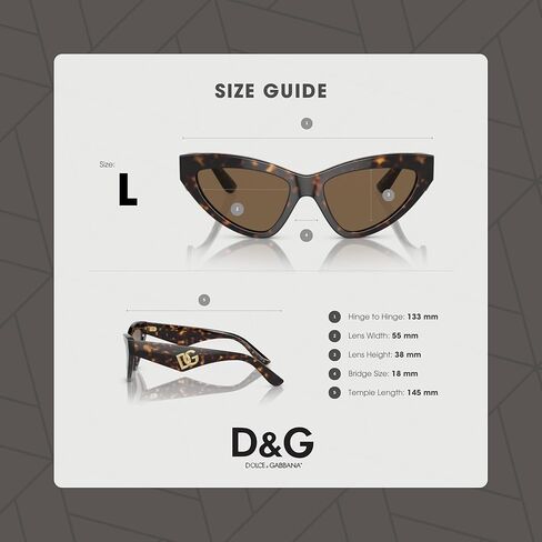 Dolce&Gabbana DG4439 502/73 55MM Havana/Dark Brown Sunglasses for Women + BUNDLE With Designer iWear Complimentary Eyewear Kit in Kuwait