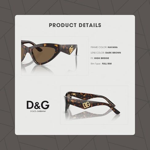 Dolce&Gabbana DG4439 502/73 55MM Havana/Dark Brown Sunglasses for Women + BUNDLE With Designer iWear Complimentary Eyewear Kit in Kuwait
