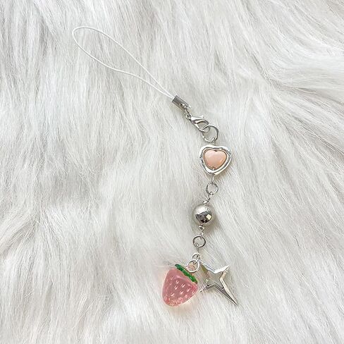 Homvog 1-4PCS Cute Phone Charms Aesthetic Y2K Cell Phone Charms Strap Pink Strawberry Butterfly Star Phone Charm Y2K Accessories for Phone Bag Keychain Airpods Camera Pendants Decor, metal in Saudi Arabia