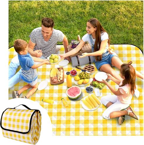 CUNCUI Camping Blanket, 3 Layers Gingham Picnic Blankets-Green, 59X79IN in Kuwait