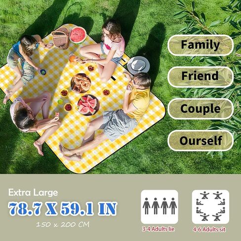 CUNCUI Camping Blanket, 3 Layers Gingham Picnic Blankets-Green, 59X79IN in Kuwait