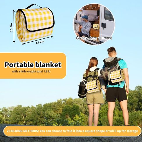 CUNCUI Camping Blanket, 3 Layers Gingham Picnic Blankets-Green, 59X79IN in Kuwait