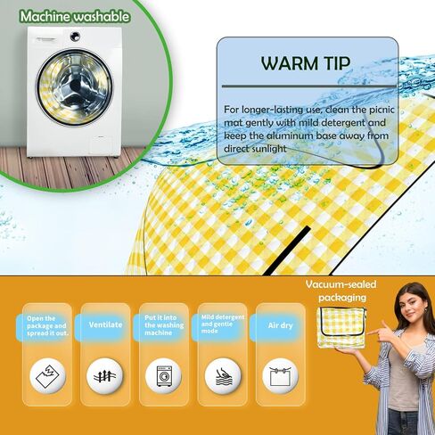 CUNCUI Camping Blanket, 3 Layers Gingham Picnic Blankets-Green, 59X79IN in Kuwait