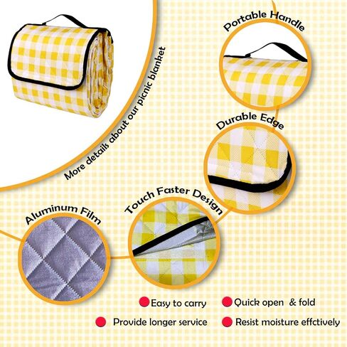 CUNCUI Camping Blanket, 3 Layers Gingham Picnic Blankets-Green, 59X79IN in Kuwait