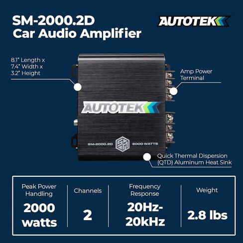Autotek Street Machine SM-2600.1D 2600 Watt Monoblock Car Audio Amplifier - High Output, Class D, 2 and 4 Ohm Stable, Low Level Input, Mosfet Power Supply in Saudi Arabia