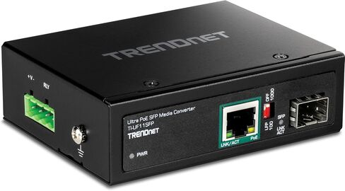 محول وسائط SFP صناعي مقوى من TRENDnet إلى Gigabit UPoE، غلاف مصنف IP30، يتضمن سكة DIN وحوامل حائطية، درجة حرارة التشغيل. -40 إلى 75 درجة مئوية (-40 إلى 167 درجة فهرنهايت)، TI-UF11SFP، أسود in Saudi Arabia