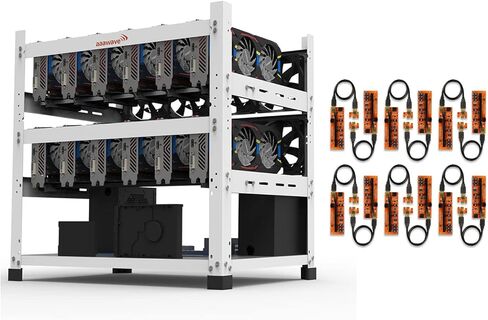 إطار منصة التعدين 12GPU (أسود) و 12 X AAAWAVE PCIE RISER VER 011 PRO 1X إلى 16x تمديد الرسوم in Kuwait