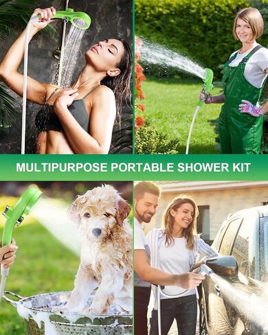 AUTOPkio Portable Camping Shower - Upgraded Outdoor Shower with Pressurizer & 4500mAh Rechargeable Battery Pump IPX7 Waterproof for Camp, Hiking, Car Washing, Pet Bath (Blue) in Saudi Arabia