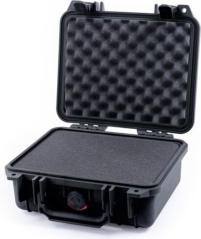Colorcase Pelican Protector 1200 Case Black - حجم صغير مقاوم للماء مع رغوة الرغوة والغطاء المعقدة - المزالج الزرقاء in Saudi Arabia