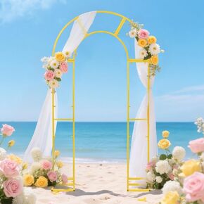 مفتوح القوس الخلفي Stand Gold Metal Arch Stand 7.2 قدم قوس البالون Stand U أقواس زفاف مزدوجة لحفل الاحتفال