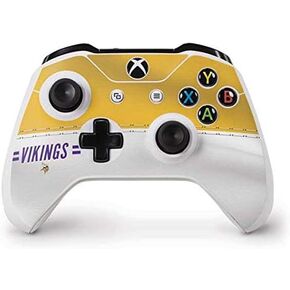 Skinit Decal Gaming Skin Compatible with Xbox One S Controller - Officially Licensed NFL Minnesota Vikings White Striped Design