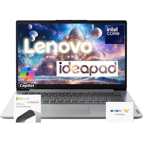 Lenovo 14 IdeaPad Laptop • Intel Quad-Core Processor • Microsoft 365 • Copilot AI • 14" Anti-Glare Display • 4GB RAM • 1.1TB Storage(128GB SSD+1TB OneDrive) • Windows 11 • w/WOWPC Recovery USB