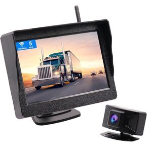 B-Qtech Wireless Backup Camera System, 5 inch Night Vision IP68 Waterproof Rear View Reversing Camera Monitor Kit for Cars, Vans, Trucks, Support Mirror Image/DIY Guide Lines