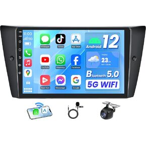 4Core 64G ROM Car Radio for BMW 3 Series 328i 335i 325i (E90 E91 E92 E93) 2005-2011: 9 Inch 1280 * 800 IPS Touchscreen Stereo Wireless CarPlay Android Auto Bluetooth 5G WiFi Backup Camera GPS FM SWC