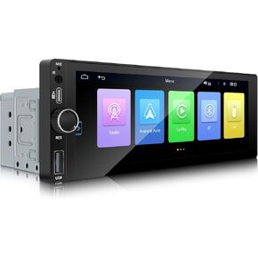 Single Din Car Stereo with Apple Carplay Android Auto, 6.86 Inch IPS Touch Screen Single Din Radio with Mirror Link FM USB EQ GPS