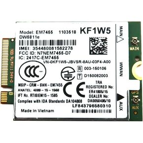 WWAN Module KF1W5 0KF1W5 VN-0KF1W5 Compatible Replacement Spare Part for Dell Qualcomm Sierra Wireless AirPrime EM7455 DW5811e 4G LTE 100Mbps NGFF