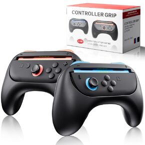 Honghao Controller Grip for Switch 2 2025 Nintendo Joycon – 2 Pack Replacement Parts Accessories for Nintendo 2 Joy Con Controller (Black)