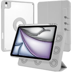 Case for iPad Air 11 M3/M2 2025/2024, iPad Air 11/10.9 Inch 7th/6th/5th/4th Gen, iPad Pro 11 Inch 4th/3rd/2nd 2022/2021/2020 with Pencil Holder, Vertical Stand, Detachable Magnetic, White