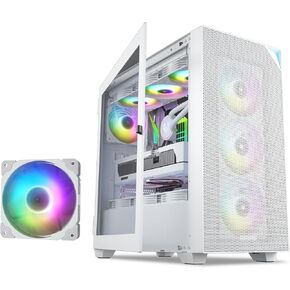VETROO AL800 Full Tower PC Computer Case Customization ARGB & PWM Fans w/Door Opening Design Tempered Glass, E-ATX/ATX Support, Built-in ARGB LED Strip, Support for 40 Series GPUs -White