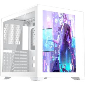 1Stplayer SP7-EV White Gaming Case ، ATX Mid Tower مع لوحة عرض أمامية ، زجاج مقسّر ودعم الرادياتير 360 مم ، USB 3.0 & Type C جاهز